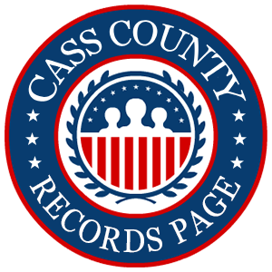 A round, red, white, and blue logo with the words 'Cass County Records Page' in relation to the state of Indiana.